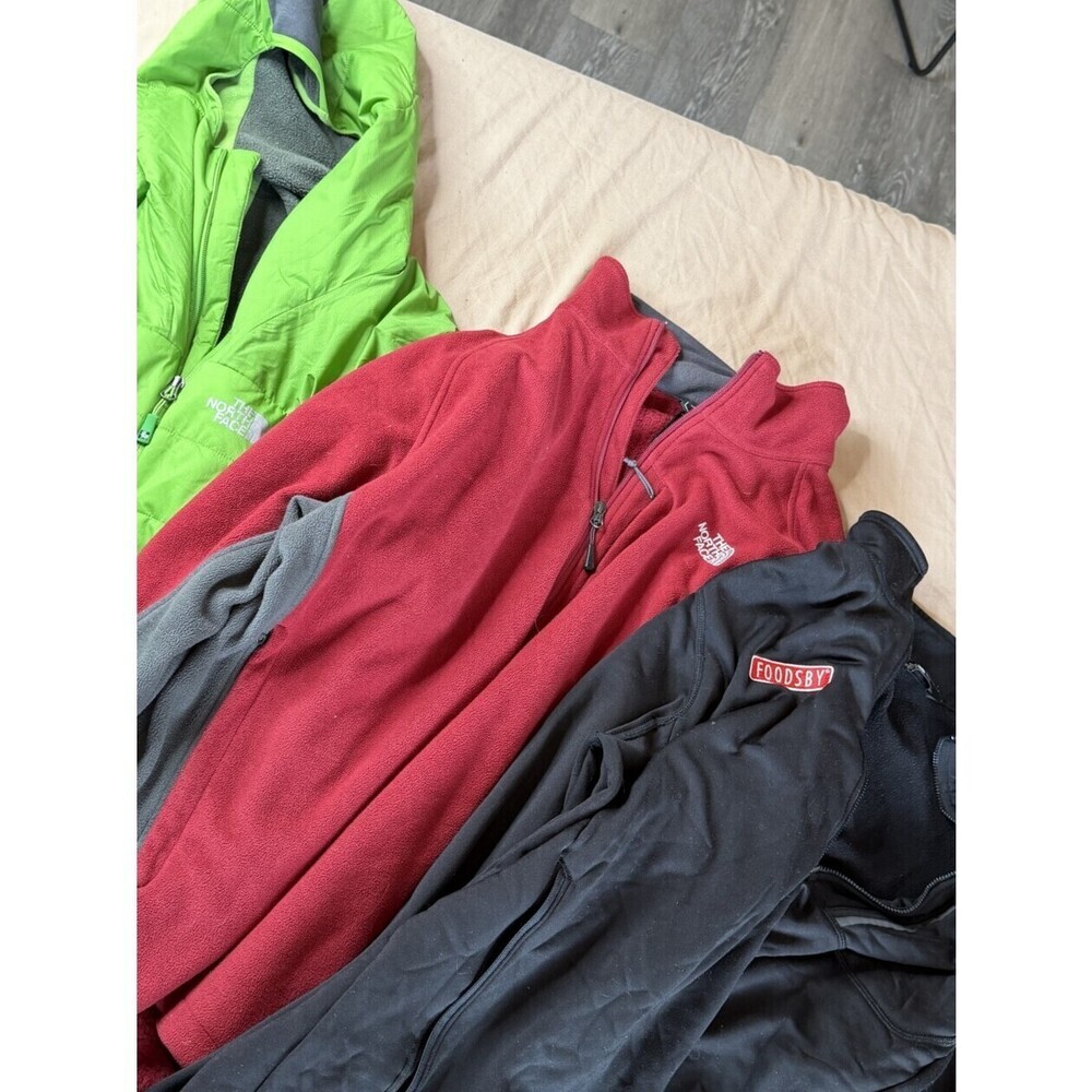 Lot of 3 North Face Sweater Windbreaker Jacket Men's XL Red Green Black